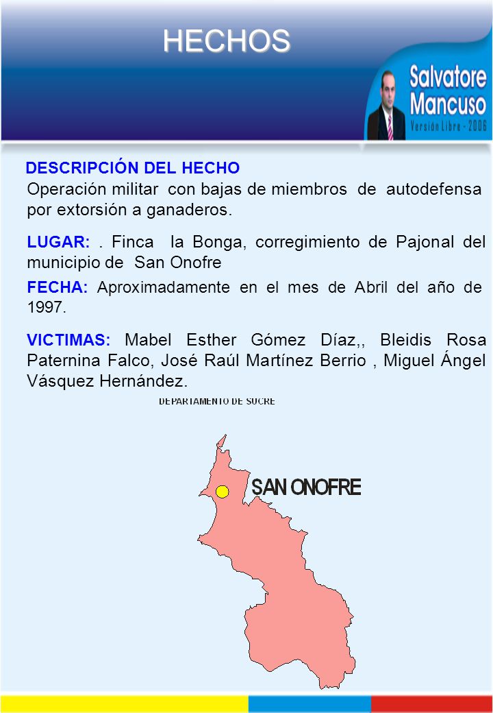 DESCRIPCIÓN DEL HECHO Operación militar con bajas de miembros de autodefensa por extorsión a ganaderos.