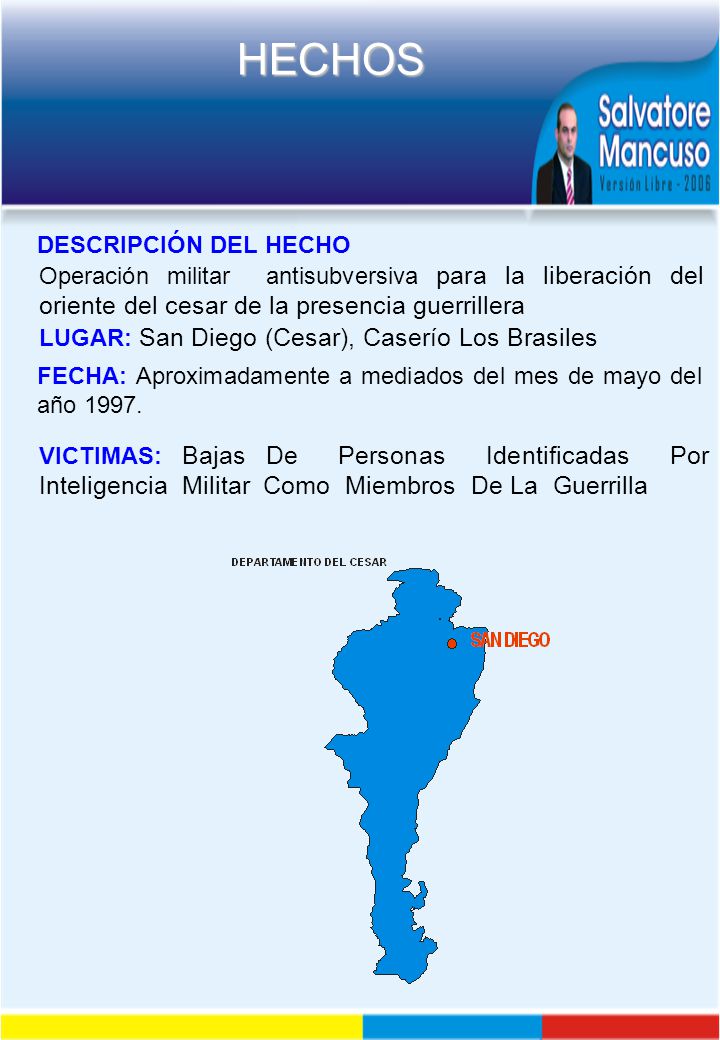 DESCRIPCIÓN DEL HECHO Operación militar antisubversiva para la liberación del oriente del cesar de la presencia guerrillera.