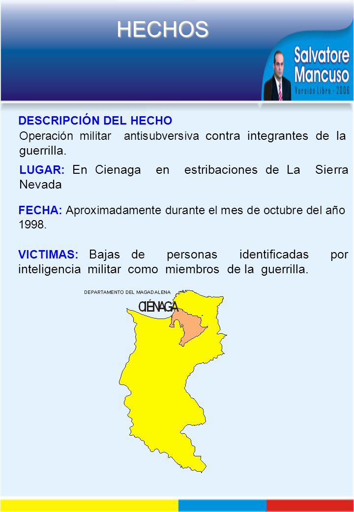 DESCRIPCIÓN DEL HECHO Operación militar antisubversiva contra integrantes de la guerrilla.