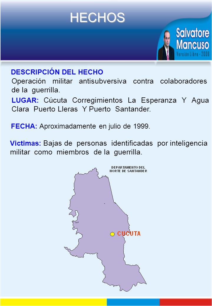 Operación militar antisubversiva contra colaboradores de la guerrilla.