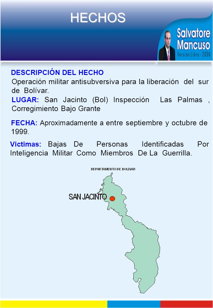 DESCRIPCIÓN DEL HECHO Operación militar antisubversiva para la liberación del sur de Bolívar.