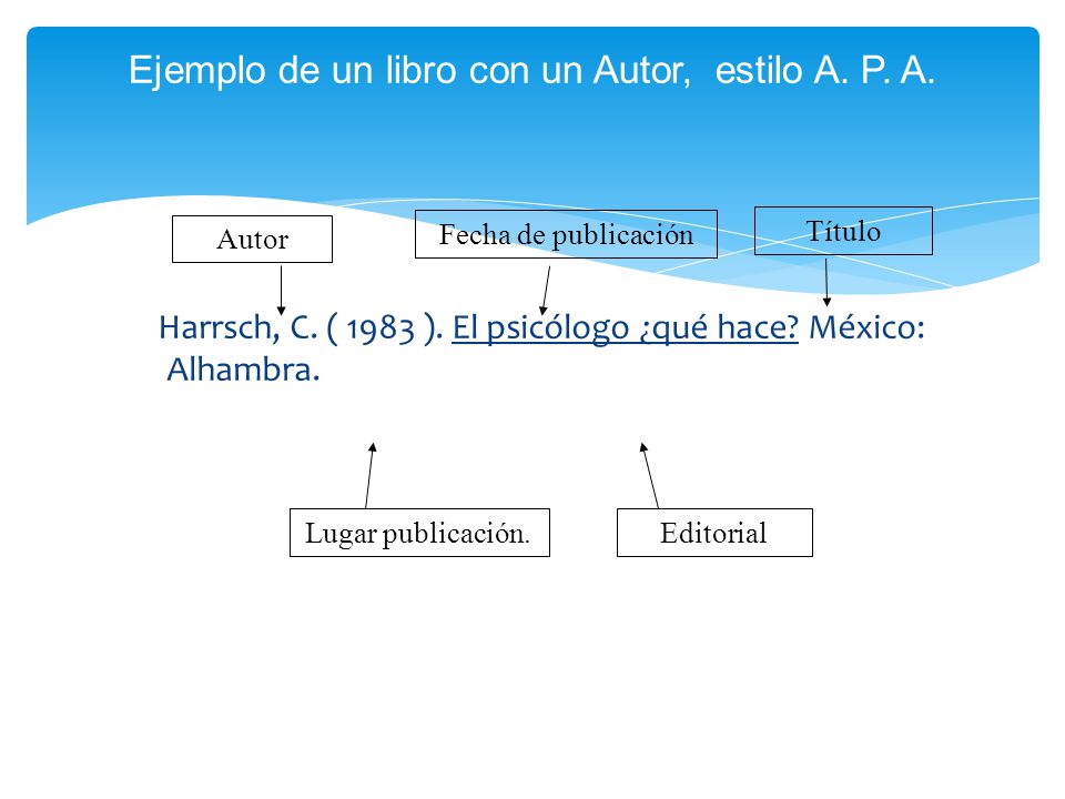 Ejemplo de un libro con un Autor, estilo A. P. A.