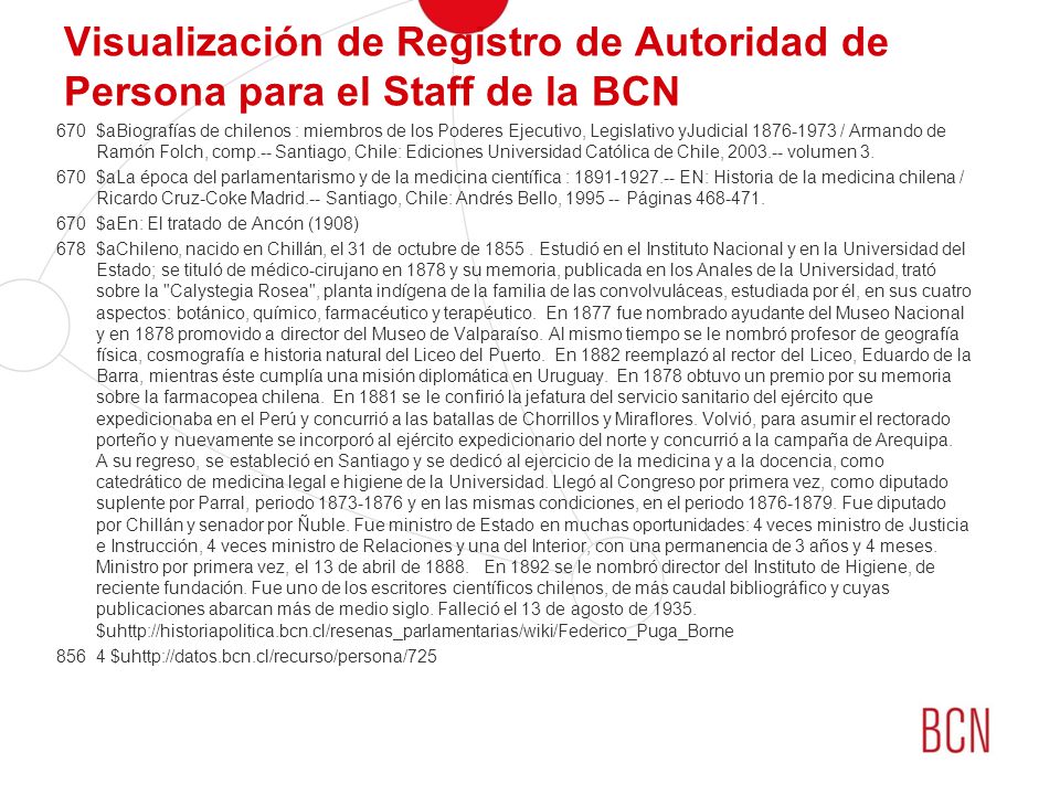 Visualización de Registro de Autoridad de Persona para el Staff de la BCN