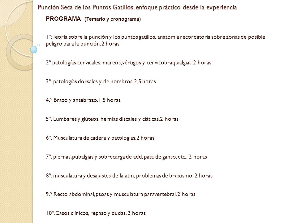 Punción Seca de los Puntos Gatillos, enfoque práctico desde la experiencia
