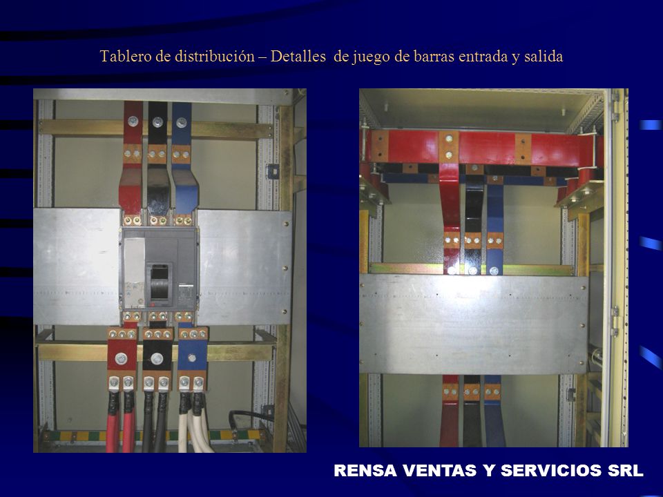Tablero de distribución – Detalles de juego de barras entrada y salida