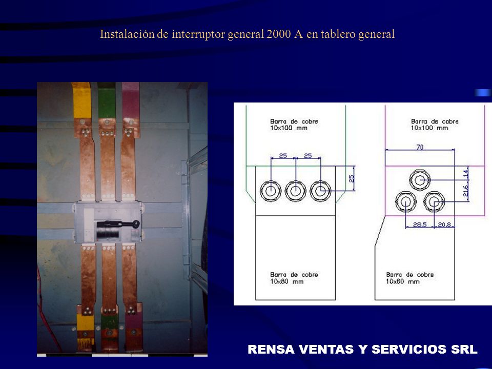 Instalación de interruptor general 2000 A en tablero general