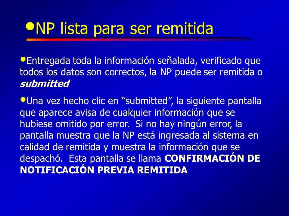 NP lista para ser remitida