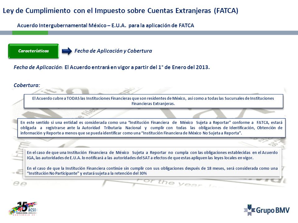 Ley de Cumplimiento con el Impuesto sobre Cuentas Extranjeras (FATCA) Acuerdo Intergubernamental México – E.U.A. para la aplicación de FATCA