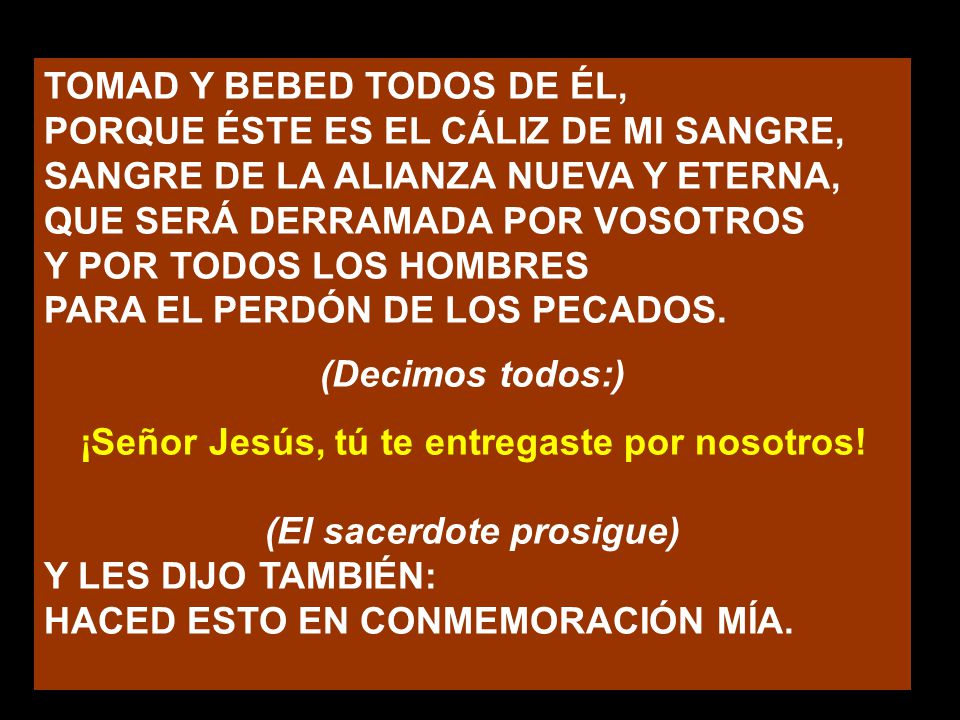 ¡Señor Jesús, tú te entregaste por nosotros! (El sacerdote prosigue)