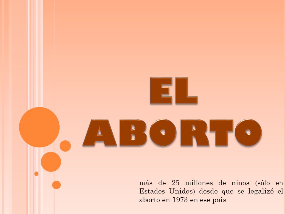 EL ABORTO más de 25 millones de niños (sólo en Estados Unidos) desde que se legalizó el aborto en 1973 en ese país.