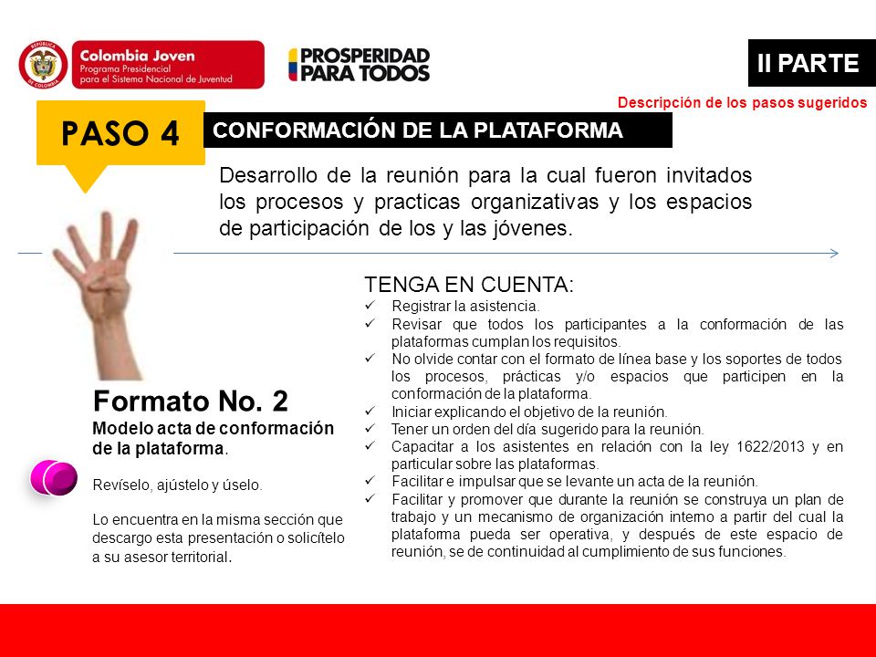 PASO 4 Formato No. 2 Modelo acta de conformación de la plataforma.