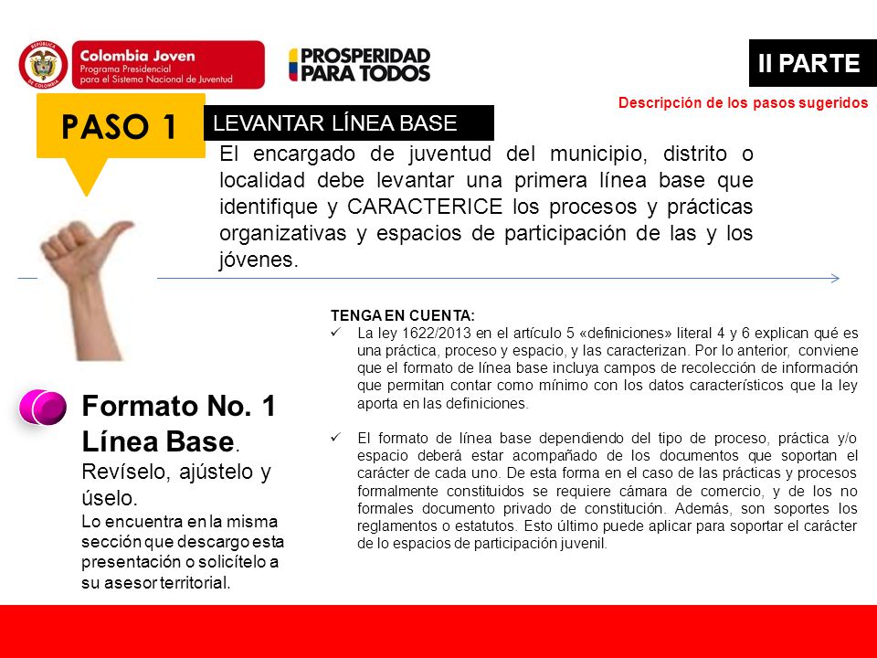 PASO 1 Formato No. 1 Línea Base. II PARTE LEVANTAR LÍNEA BASE