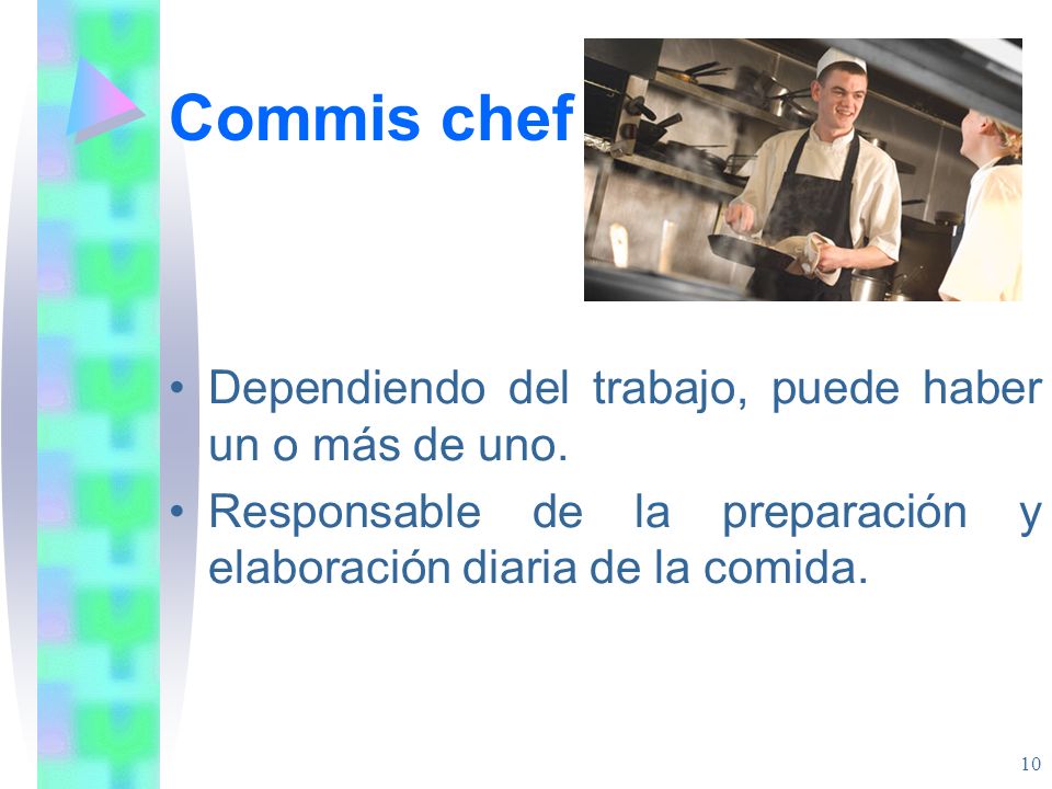 Commis chef Dependiendo del trabajo, puede haber un o más de uno.