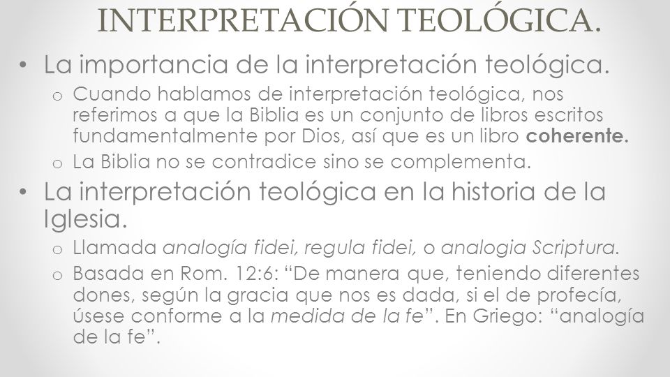 INTERPRETACIÓN TEOLÓGICA.