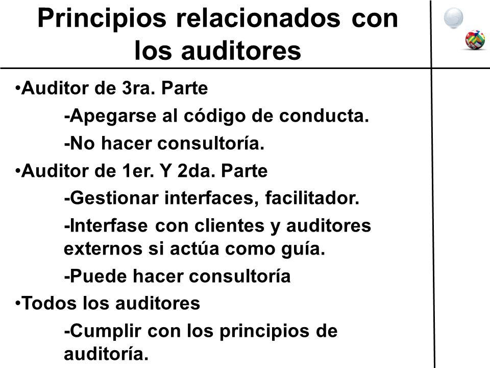 Principios relacionados con los auditores