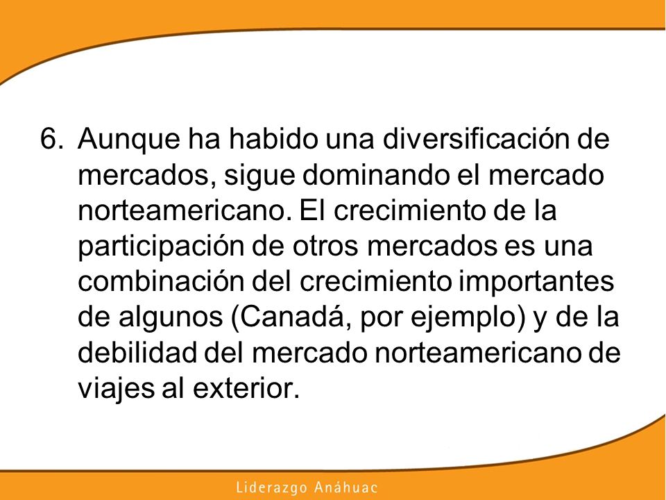 Aunque ha habido una diversificación de mercados, sigue dominando el mercado norteamericano.