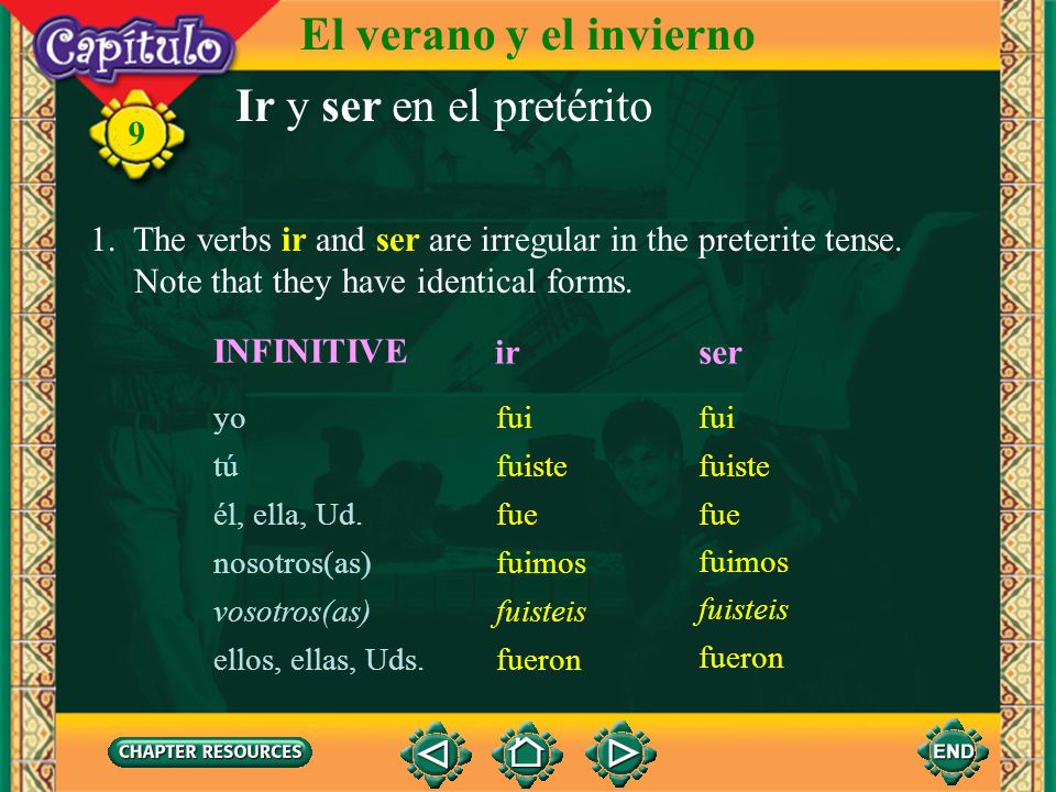 El verano y el invierno Ir y ser en el pretérito 9