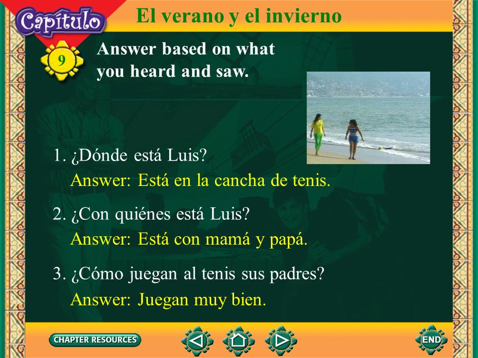 El verano y el invierno Answer based on what you heard and saw.