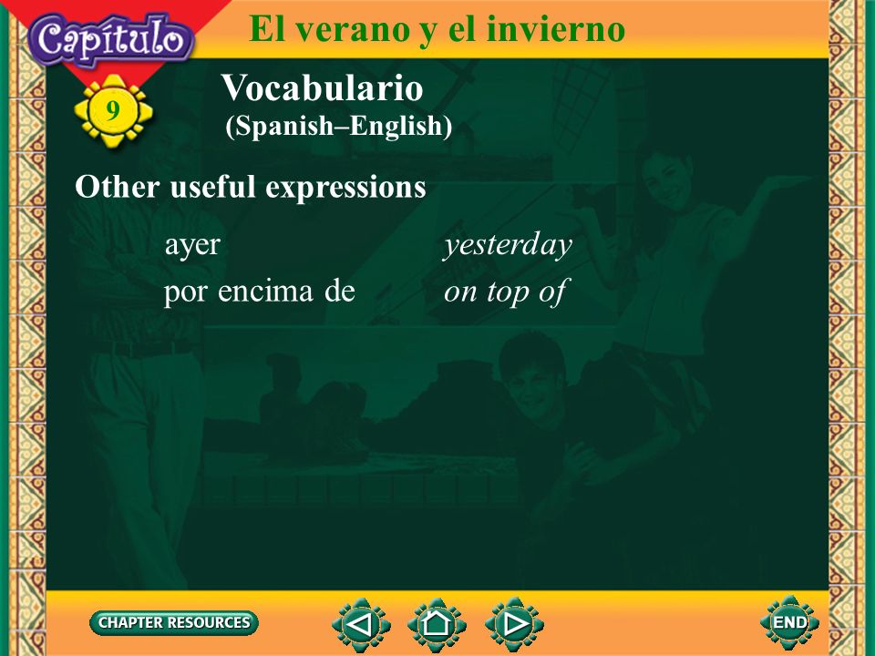 El verano y el invierno Vocabulario Other useful expressions ayer