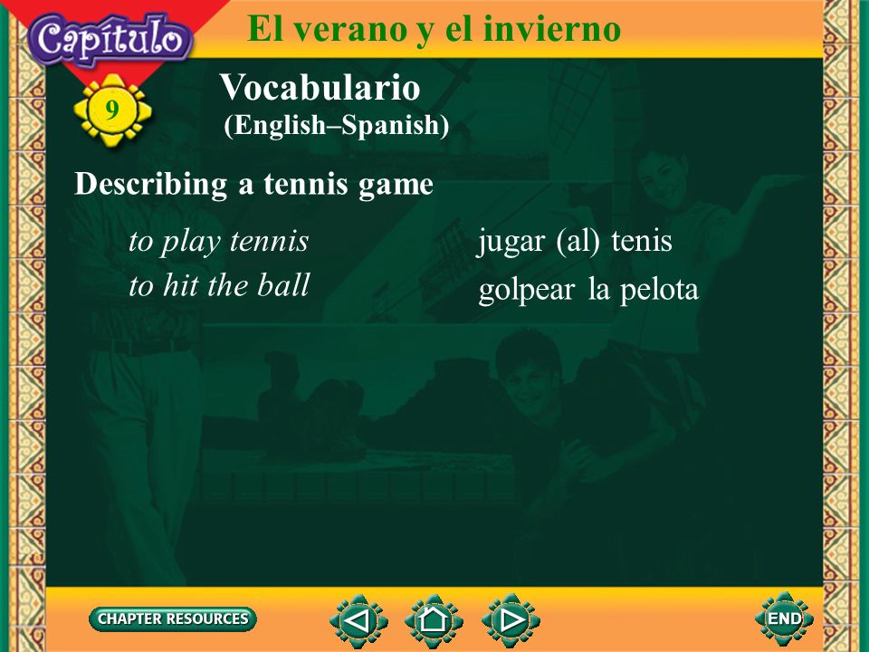 El verano y el invierno Vocabulario Describing a tennis game
