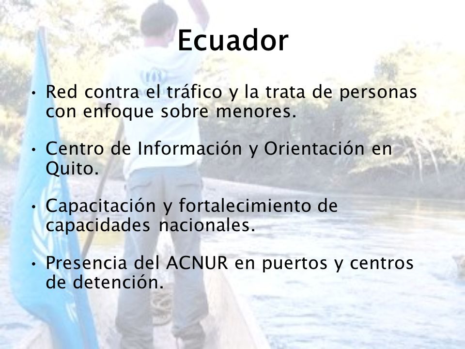 Ecuador Red contra el tráfico y la trata de personas con enfoque sobre menores. Centro de Información y Orientación en Quito.