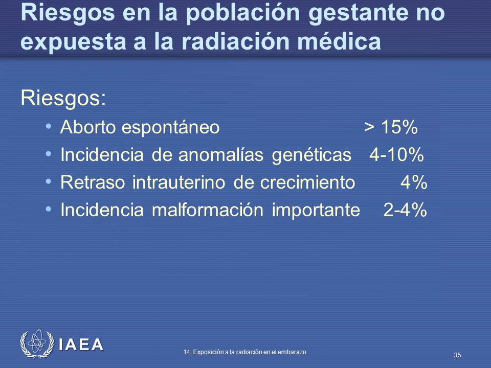 Riesgos en la población gestante no expuesta a la radiación médica