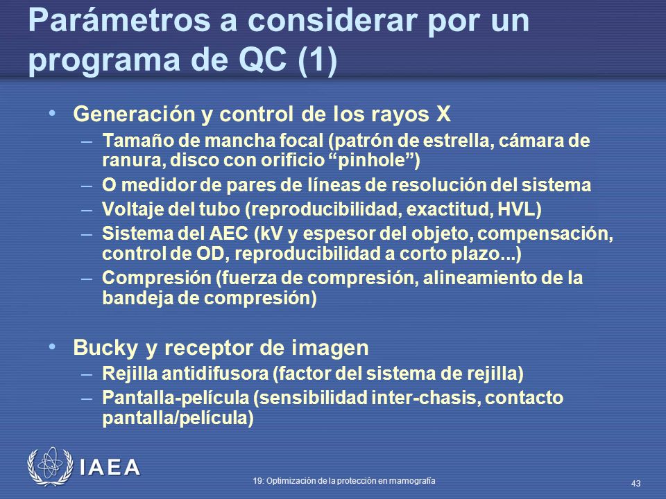 Parámetros a considerar por un programa de QC (1)