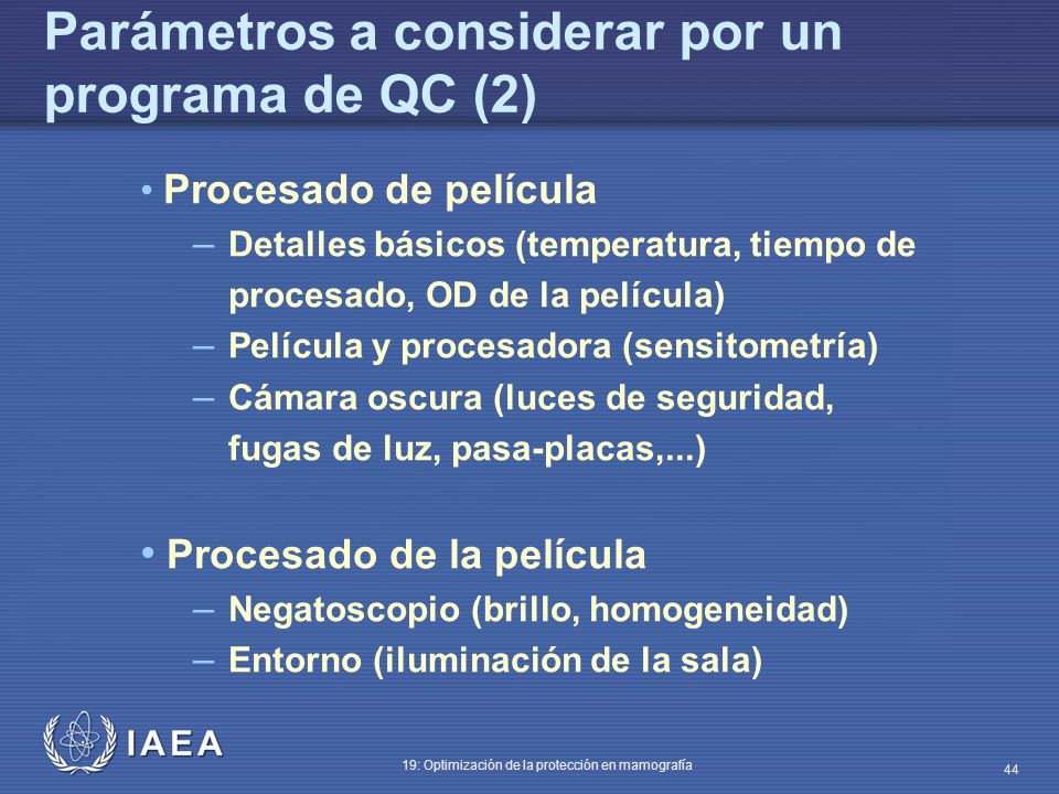 Parámetros a considerar por un programa de QC (2)