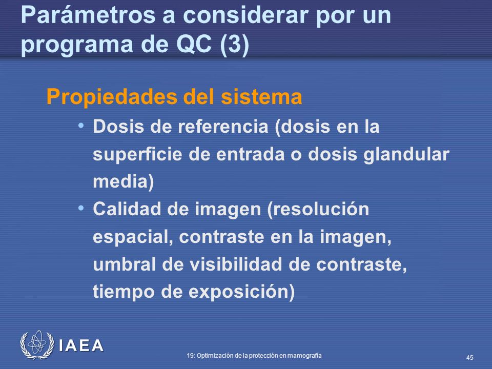 Parámetros a considerar por un programa de QC (3)
