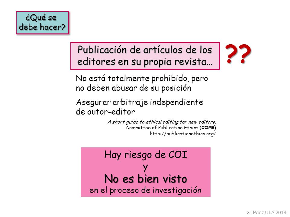 ¿Qué se debe hacer Publicación de artículos de los editores en su propia revista…