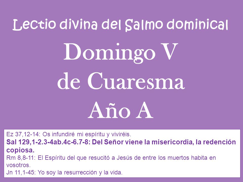 Lectio divina del Salmo dominical Domingo V de Cuaresma Año A