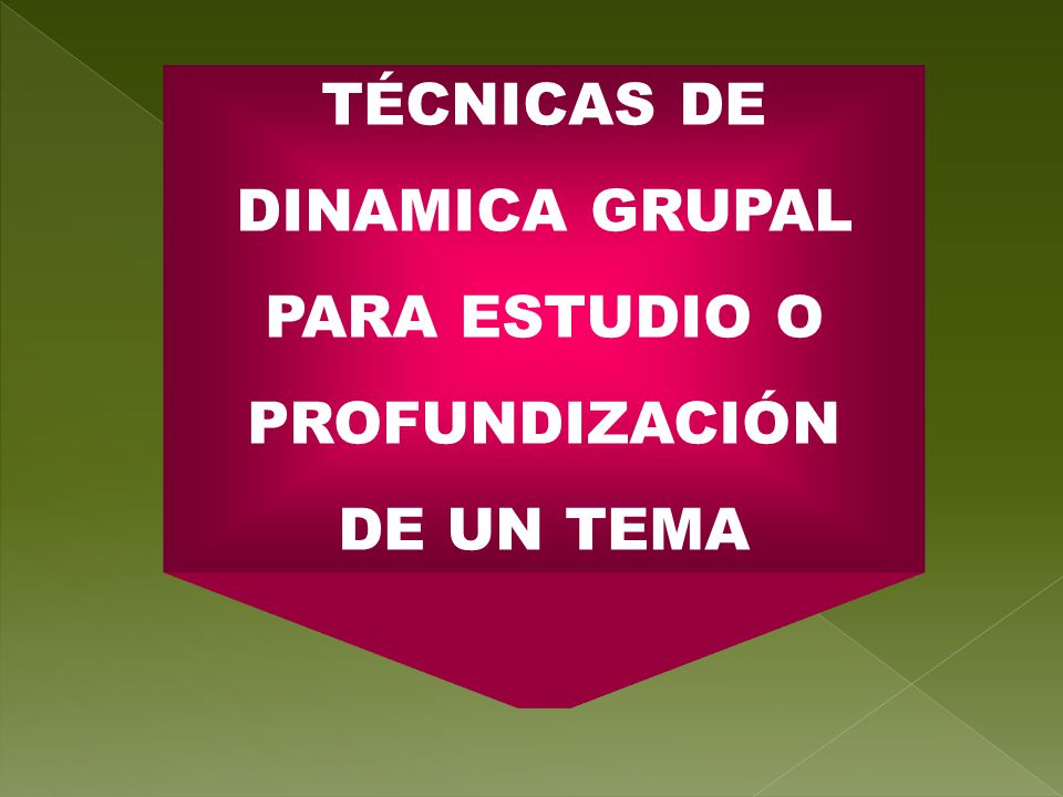 TÉCNICAS DE DINAMICA GRUPAL PARA ESTUDIO O PROFUNDIZACIÓN DE UN TEMA