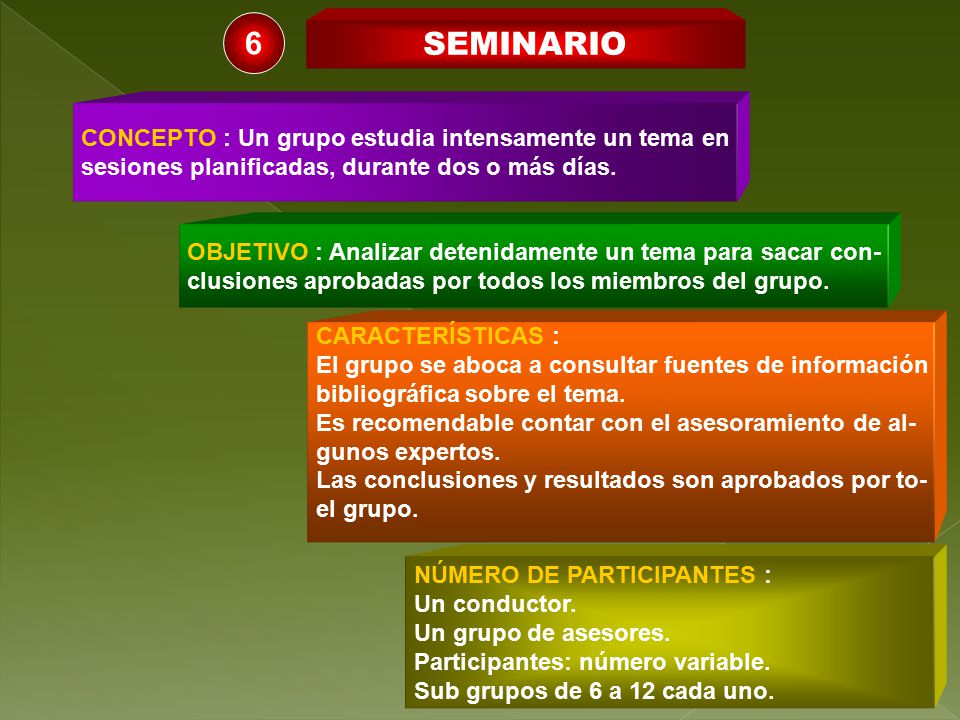 6 SEMINARIO CONCEPTO : Un grupo estudia intensamente un tema en