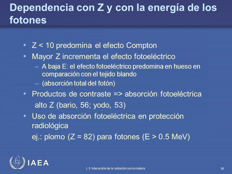 Dependencia con Z y con la energía de los fotones
