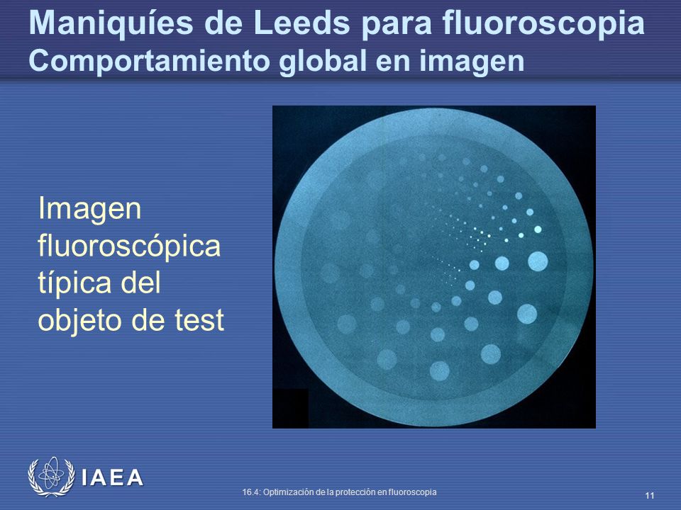 Maniquíes de Leeds para fluoroscopia Comportamiento global en imagen