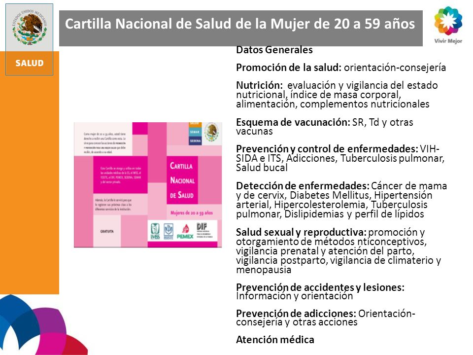 Cartilla Nacional de Salud de la Mujer de 20 a 59 años