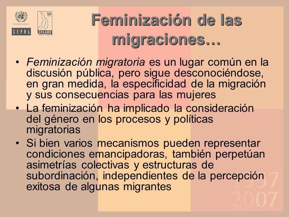 Feminización de las migraciones…