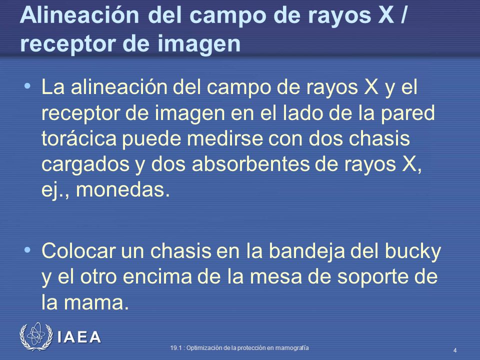 Alineación del campo de rayos X / receptor de imagen