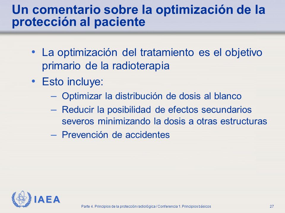 Un comentario sobre la optimización de la protección al paciente