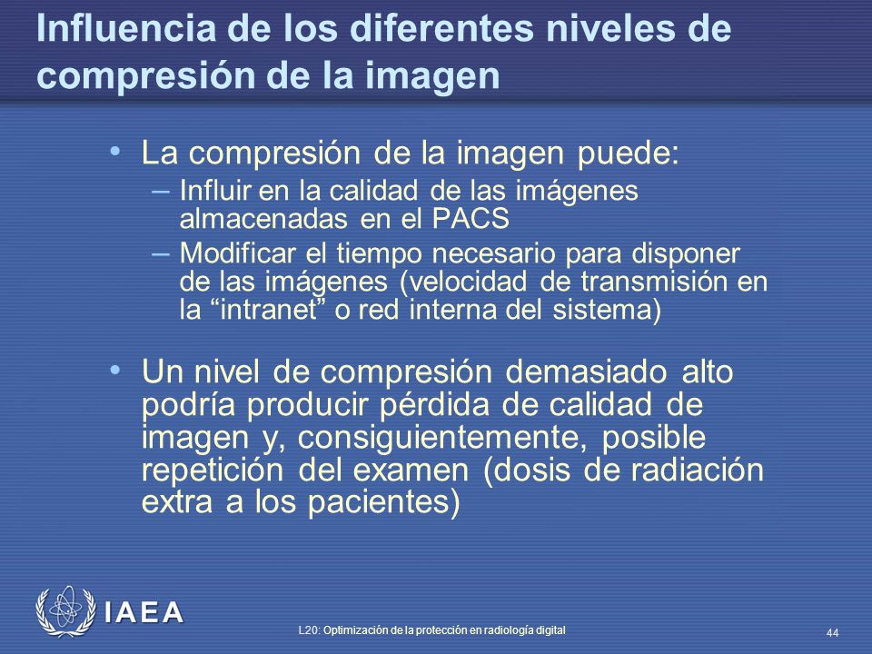 Influencia de los diferentes niveles de compresión de la imagen