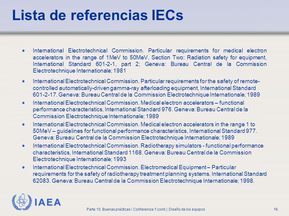 Lista de referencias IECs