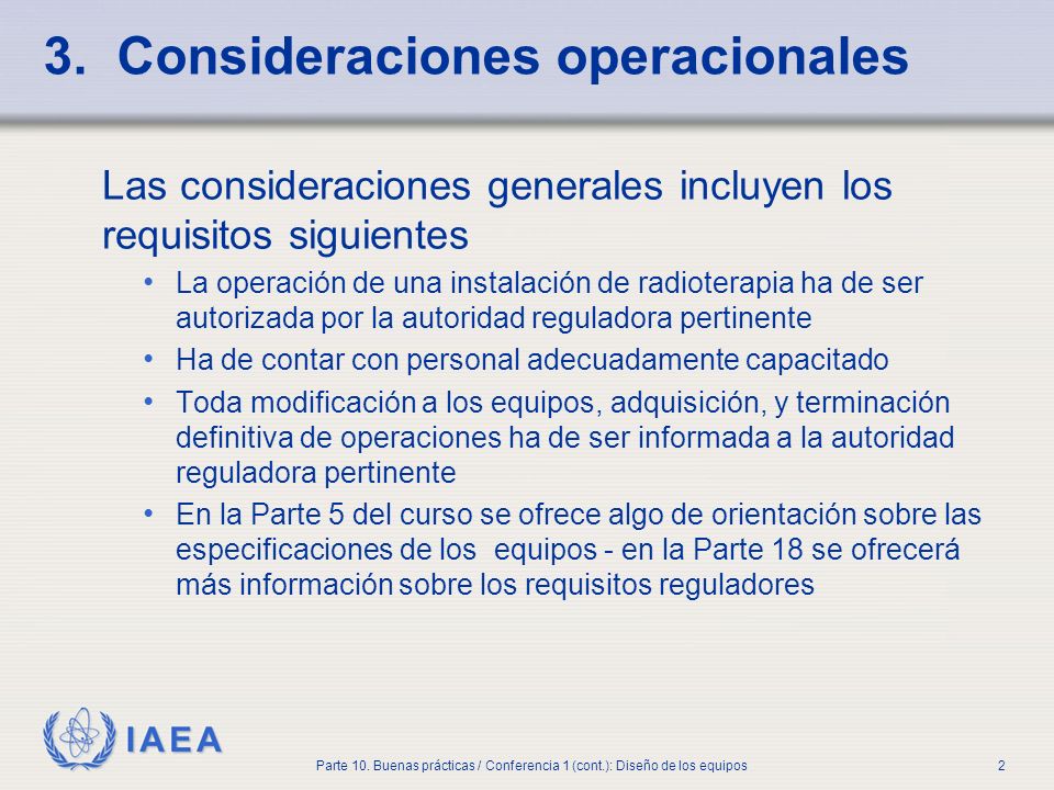 3. Consideraciones operacionales