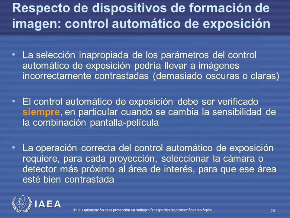 Respecto de dispositivos de formación de imagen: control automático de exposición
