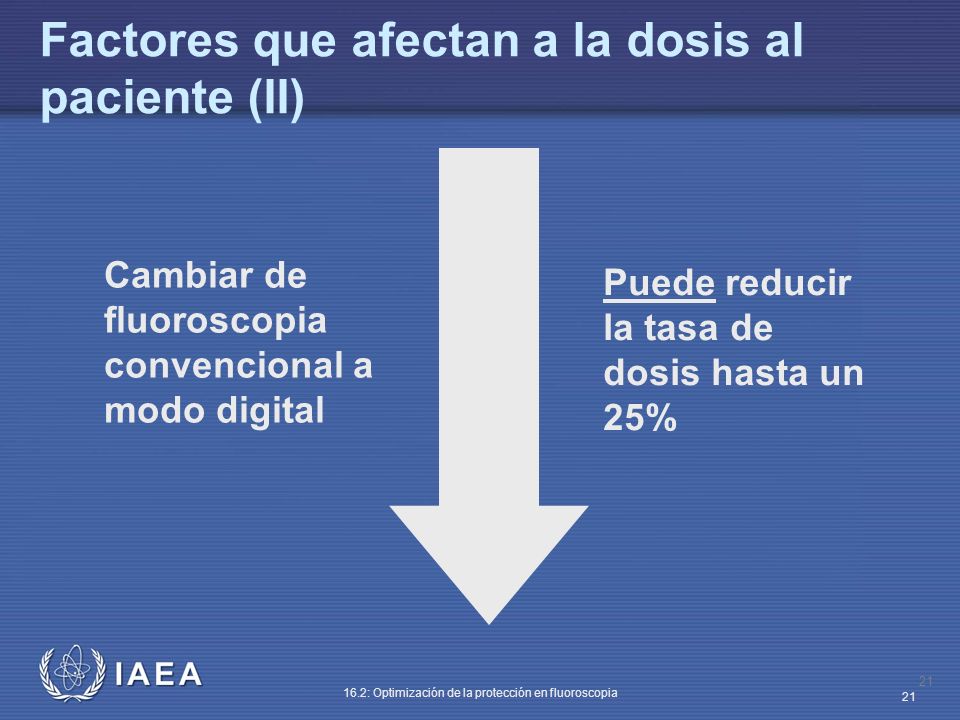 Factores que afectan a la dosis al paciente (II)