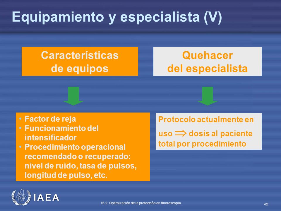Equipamiento y especialista (V)