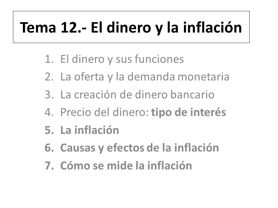 Tema 12.- El dinero y la inflación