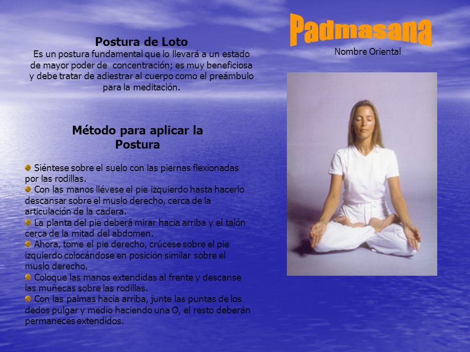Padmasana Postura de Loto Método para aplicar la Postura