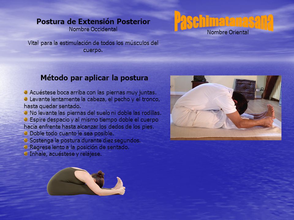 Postura de Extensión Posterior Método par aplicar la postura