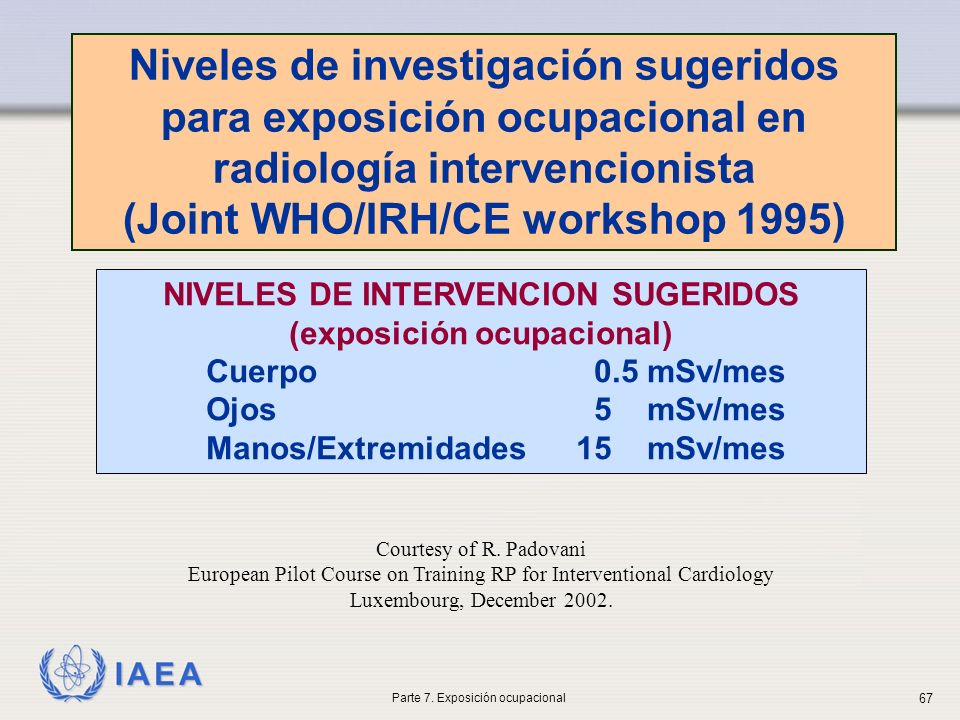 (Joint WHO/IRH/CE workshop 1995) NIVELES DE INTERVENCION SUGERIDOS