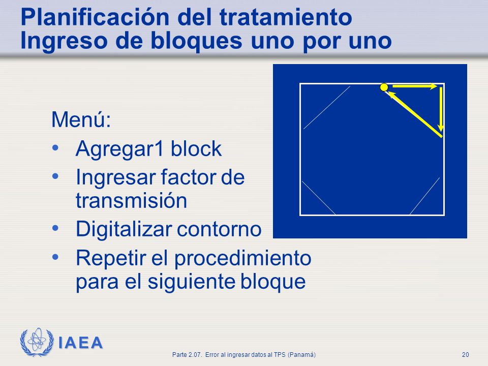 Planificación del tratamiento Ingreso de bloques uno por uno